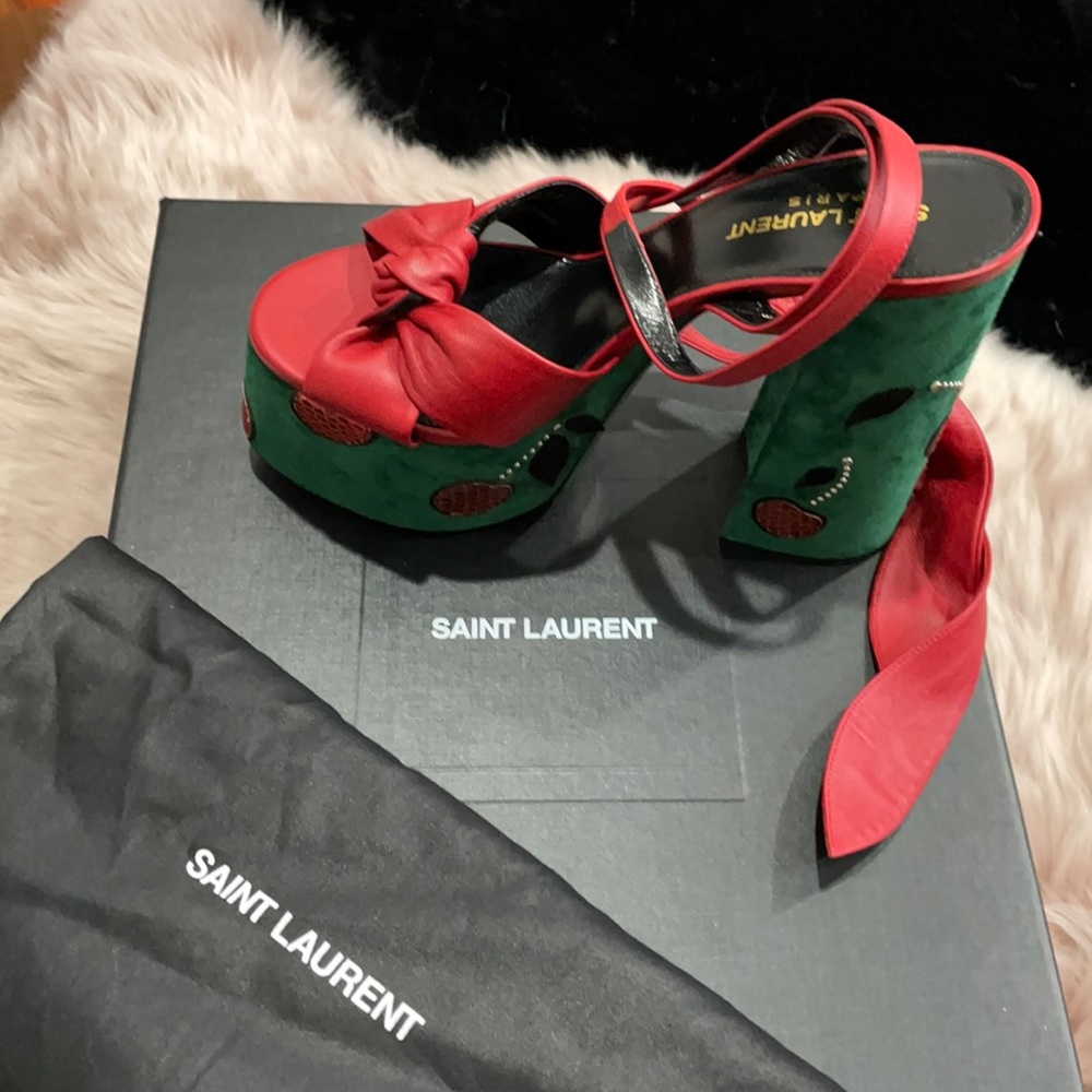 Saint Laurent Paige 85 CR Cherry platforms